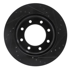 Ford F-250 Brake Rotor (1) - Rear Left - R1 Concepts - Drilled & Slotted - Black - `05-`12